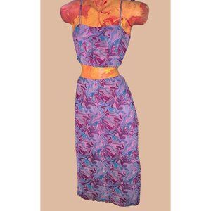 Forever 21 Crop Top and Skirt Set Pink Blue Large